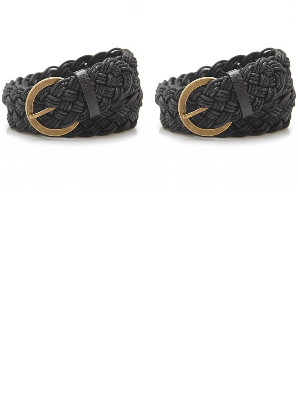 Pack of 2 Wet Seal 1.75" French Braided Belt (Black), Small